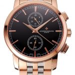 Swiss Vacheron Constantin Patrimony Traditionnelle Chronograph Black Dial Rose Gold Case Two Tone Bracelet 1453758