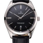 Omega Tresor Master Co-Axial Black Dial Stainless Steel Case Black Leather Strap