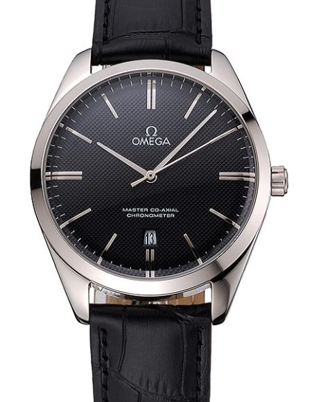 Omega Tresor Master Co-Axial Black Dial Stainless Steel Case Black Leather Strap