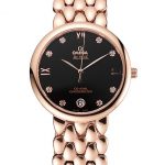 Omega De Ville Prestige Black Dial With Diamonds Rose Gold Case And Bracelet