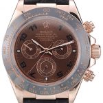 Rolex Daytona Black Ceramic Bezel Brown Dial Black Leather Strap 41975