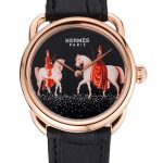 Hermes Classic Croco Leather Strap Black Dial 801398