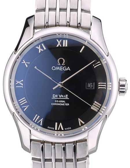 Omega Swiss DeVille Stainless Steel Bezel Roman Numbers Black Dial 7613