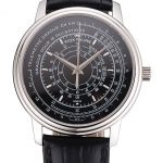 Swiss Patek Philippe Multi-Scale Chronograph Black Dial Stainless Steel Case Black Leather Strap
