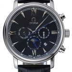 Omega De Ville Moonphase Black Dial Silver Case Black Leather Bracelet  1454225