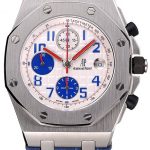 Swiss Audemars Piguet Royal Oak Offshore White Dial Stainless Steel Case Blue Leather Strap  622850