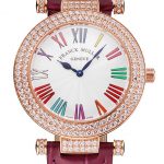 Franck Muller Double Mistery Ronde White Dial Rose Gold Case Plum Leather Strap