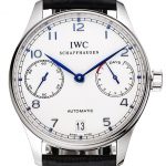 Swiss IWC Portuguese White Dial Blue Numerals Silver Case Black Leather Bracelet 1453913
