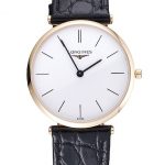 Longines La Grande Classique White Dial Black Leather Strap Homme  622115