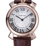 Cartier Rotonde Blue Crown Brown Leather Bracelet 621974