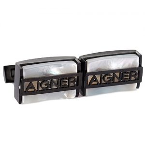 Aigner Logo Business Black Cufflinks 700632