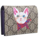 Gucci GG Supreme Purple Card Holder With Cat Print And Purple Trim 18927222