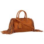 Saint Laurent Rive Gauche Small Fringed Suede Bag Tan