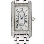 Cartier Tank Americaine White Dial Diamond Bezel Stainless Steel Case And Bracelet 1453777
