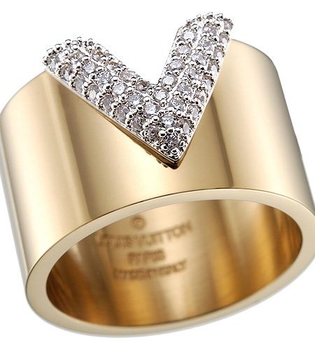 Louis Vuitton Essential V Strass Gold Ring 700740