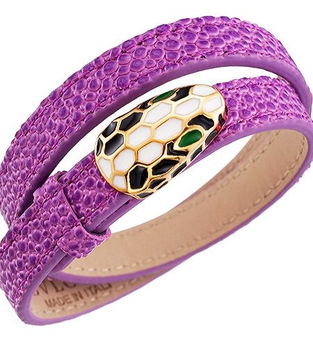 Bvlgari Serpenti Purple Leather Gold Hardware Bracelet 700527