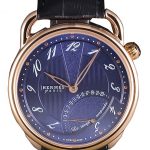 Hermes Classic Croco Leather Strap Navy Dial 801404