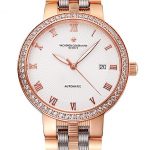 Swiss Vacheron Constantin Traditionnelle White Dial Diamond Bezel Rose Gold Case Two Tone Bracelet