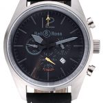 Bell and Ross BR126 Flyback Black Dial Silver Case Black Suede Leather Strap