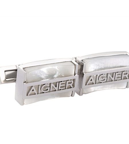 Aigner Logo Business Silver Cufflinks 700635