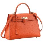 Hermes Kelly 32 Orange Ostrich Leather 607480