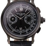 Swiss Patek Philippe 5170J Chronograph Black Dial Black Case Black Leather Strap
