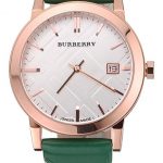 Burberry The City Classic Silver Dial Green Bracelet  622564