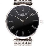Swiss Longines Grande Classique Black Dial Roman Numerals Stainless Steel Case And Bracelet