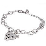 Cartier Replica Leopard Face Sterling Silver Charms Bracelet