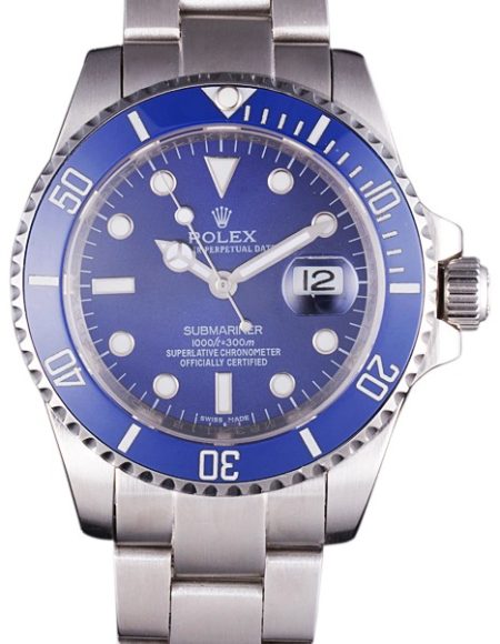 Rolex Submariner Stainless Steel Link Bracelet Blue Dial  621687