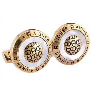 Aigner A Logo Round Gold Cufflinks 700637
