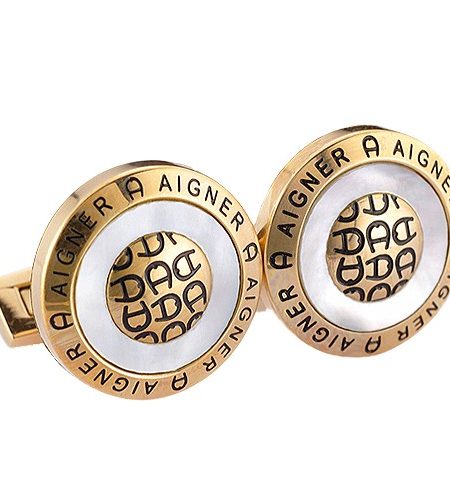 Aigner A Logo Round Gold Cufflinks 700637