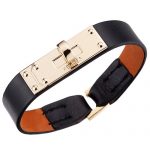 Hermes Micro Kelly Gold Hardware Bracelet Black