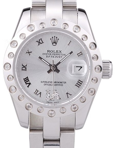 Rolex Datejust Polished Silver Diamonds Bezel Silver Dial 7474