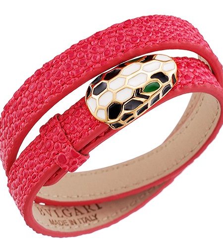 Bvlgari Serpenti Black & White Gold Silver Hardware Bracelet 700525