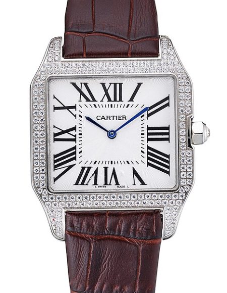 Cartier Santos 100 Diamond Silver Bezel 621926