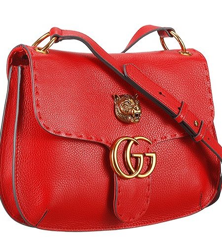 Gucci Marmont Leather Shoulder Bag Red