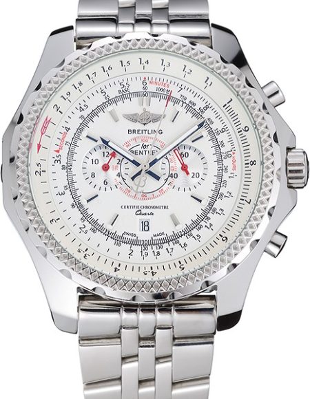 Breitling Bentley Chronograph White Dial Stainless Steel Strap