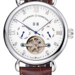 Vacheron Constantin Traditionnelle Tourbillon White Dial Diamond Numerals Brown Leather Bracelet 1454064