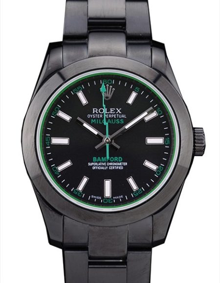 Rolex Milgaus Bamford Ion Plated Stainless Steel Bezel Black Dial 7476