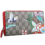 Gucci Tian GG Supreme Canvas Zip Around Wallet With Red Trim 18927131