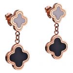Van Cleef Magic Alhambra 2 Tone Clover Motifs Rose Gold Earrings