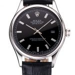 Swiss Rolex Datejust Black Dial Stainless Steel Case And Bracelet