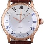 Patek Philipe Calatrava Roze Gold Ribbed Bezel Brown Leather Bracelet 801434
