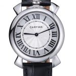 Cartier Rotonde Blue Crown Black Leather Bracelet 621975