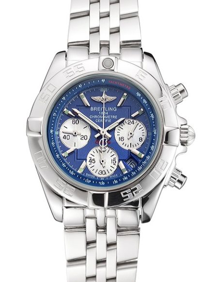 Breitling Chronomat Quartz Blue Dial Stainless Steel Case And Bracelet