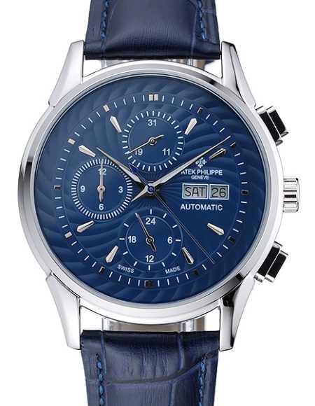 Patek Philippe Grand Complications Blue Dial Silver Case Blue Leather Bracelet  1454241