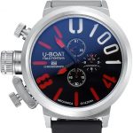 U-Boat 1001  Red On Black Dial Stainless Steel Case Rubber Bracelet  622712