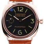 Panerai Radiomir Black Seal Black Dial Rose Gold Case Brown Leather Bracelet