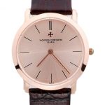 Vacheron Constantin Patrimony Rose Gold Dial Brown Leather Bracelet